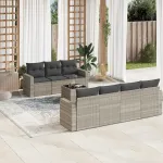 Set mobilier de grădină cu perne, 8 piese gri deschis poliratan GartenMobel Dekor