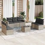 Set mobilier de grădină cu perne, 8 piese gri deschis poliratan GartenMobel Dekor