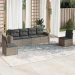 Set mobilier grădină cu perne, 6 piese, gri, poliratan GartenMobel Dekor