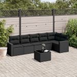 Set canapele de grădină cu perne, 7 piese, negru, poliratan GartenMobel Dekor