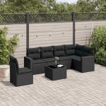 Set canapele de grădină cu perne, 7 piese, negru, poliratan GartenMobel Dekor
