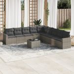 Set mobilier de grădină cu perne, 10 piese, gri, poliratan GartenMobel Dekor