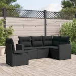 Set mobilier de grădină cu perne, 5 piese, negru, poliratan GartenMobel Dekor