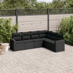 Set mobilier de grădină cu perne, 6 piese, negru, poliratan GartenMobel Dekor