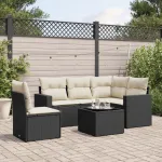 Set mobilier de grădină cu perne, 6 piese, negru, poliratan GartenMobel Dekor