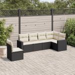 Set mobilier de grădină cu perne, 6 piese, negru, poliratan GartenMobel Dekor