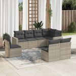 Set mobilier de grădină cu perne, 8 piese gri deschis poliratan GartenMobel Dekor