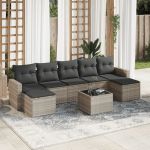 Set mobilier de grădină cu perne, 8 piese gri deschis poliratan GartenMobel Dekor