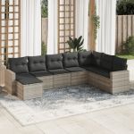 Set mobilier de grădină cu perne, 8 piese gri deschis poliratan GartenMobel Dekor