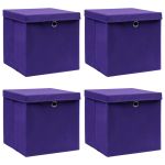 Cutii depozitare cu capace, 4 buc., violet, 28x28x28 cm GartenMobel Dekor