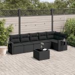 Set canapele de grădină cu perne, 7 piese, negru, poliratan GartenMobel Dekor