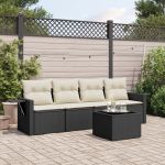 Set mobilier de grădină cu perne, 5 piese, negru, poliratan GartenMobel Dekor