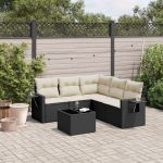 Set mobilier de grădină cu perne, 6 piese, negru, poliratan GartenMobel Dekor