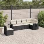 Set mobilier de grădină cu perne, 6 piese, negru, poliratan GartenMobel Dekor