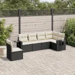 Set mobilier de grădină cu perne, 6 piese, negru, poliratan GartenMobel Dekor
