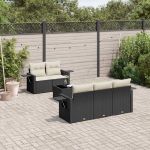 Set mobilier de grădină cu perne, 6 piese, negru, poliratan GartenMobel Dekor