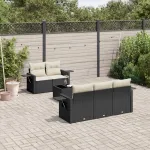 Set mobilier de grădină cu perne, 6 piese, negru, poliratan GartenMobel Dekor