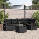 Set mobilier de grădină cu perne, 6 piese, negru, poliratan GartenMobel Dekor