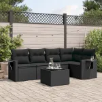 Set mobilier de grădină cu perne, 6 piese, negru, poliratan GartenMobel Dekor