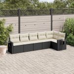 Set mobilier de grădină cu perne, 6 piese, negru, poliratan GartenMobel Dekor