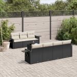 Set mobilier de grădină cu perne, 8 piese, negru, poliratan GartenMobel Dekor