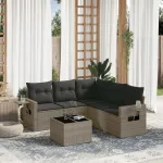 Set mobilier grădină cu perne, 6 piese, gri, poliratan GartenMobel Dekor
