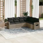 Set mobilier grădină cu perne, 6 piese, gri, poliratan GartenMobel Dekor
