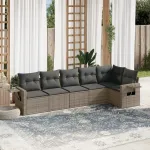 Set mobilier grădină cu perne, 6 piese, gri, poliratan GartenMobel Dekor