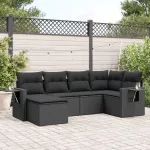 Set mobilier de grădină cu perne, 6 piese, negru, poliratan GartenMobel Dekor