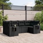 Set mobilier de grădină cu perne, 6 piese, negru, poliratan GartenMobel Dekor