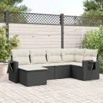 Set mobilier de grădină cu perne, 6 piese, negru, poliratan GartenMobel Dekor