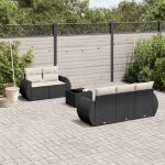 Set mobilier de grădină cu perne, 6 piese, negru, poliratan GartenMobel Dekor