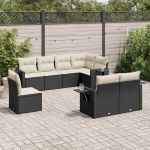 Set mobilier de grădină cu perne, 8 piese, negru, poliratan GartenMobel Dekor