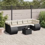 Set mobilier de grădină cu perne, 8 piese, negru, poliratan GartenMobel Dekor