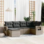 Set mobilier grădină cu perne, 6 piese, gri, poliratan GartenMobel Dekor