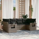 Set mobilier grădină cu perne, 6 piese, gri, poliratan GartenMobel Dekor