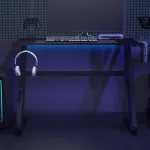 Birou de gaming cu picioare în formă de ZZ, negru, 110x60x75 cm GartenMobel Dekor