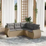 Set canapele de grădină cu perne, 5 piese, bej, poliratan GartenMobel Dekor