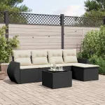 Set mobilier de grădină cu perne, 6 piese, negru, poliratan GartenMobel Dekor