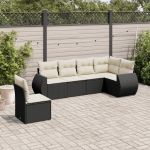 Set mobilier de grădină cu perne, 6 piese, negru, poliratan GartenMobel Dekor