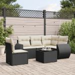 Set mobilier de grădină cu perne, 6 piese, negru, poliratan GartenMobel Dekor
