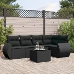 Set mobilier de grădină cu perne, 6 piese, negru, poliratan GartenMobel Dekor