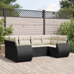 Set mobilier de grădină cu perne, 6 piese, negru, poliratan GartenMobel Dekor