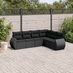 Set mobilier de grădină cu perne, 6 piese, negru, poliratan GartenMobel Dekor
