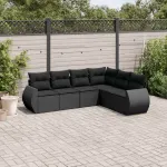 Set mobilier de grădină cu perne, 6 piese, negru, poliratan GartenMobel Dekor