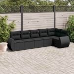 Set mobilier de grădină cu perne, 6 piese, negru, poliratan GartenMobel Dekor