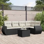 Set mobilier de grădină cu perne, 6 piese, negru, poliratan GartenMobel Dekor