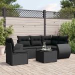 Set mobilier de grădină cu perne, 6 piese, negru, poliratan GartenMobel Dekor