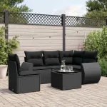 Set mobilier de grădină cu perne, 6 piese, negru, poliratan GartenMobel Dekor