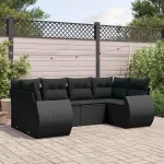 Set mobilier de grădină cu perne, 6 piese, negru, poliratan GartenMobel Dekor
